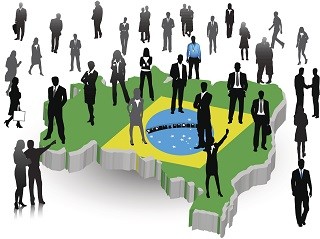 Pessoas no mapa do Brasil